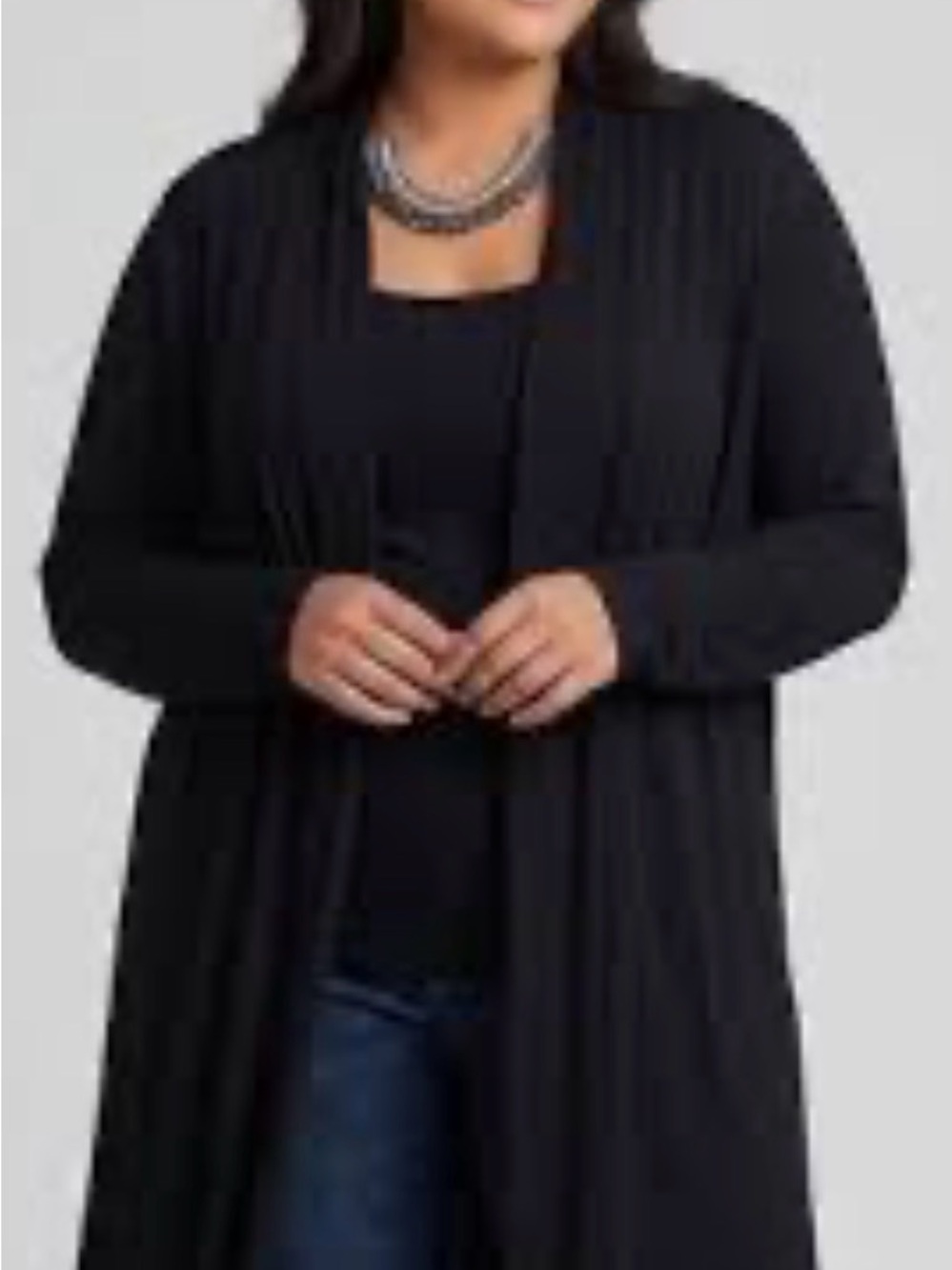 George Black Long Open-Front Cardigan